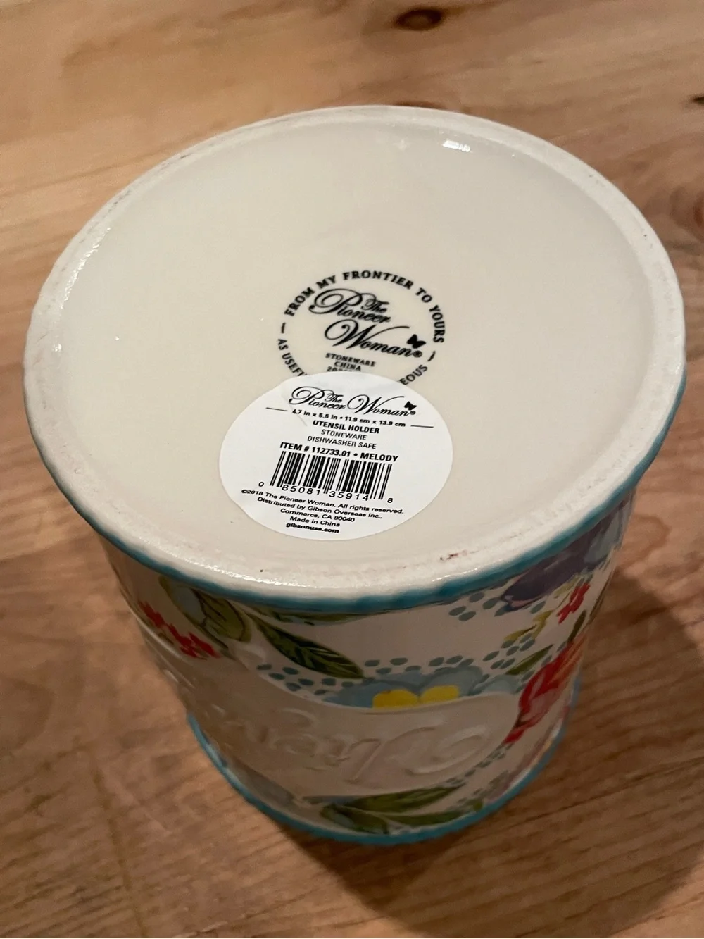 NWT Pioneer Woman “Melody” stoneware floral embossed utensil holder